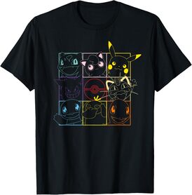 Pokemon Adult Unisex Black Grid T-Shirt