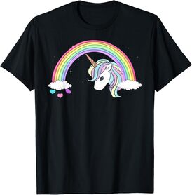 Unicorn Rainbow with Sparkles and Hearts no words wording T-Shirt