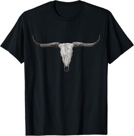 Longhorn Steer Bull Skull Cattle Ranch Farm Barn Art T-Shirt