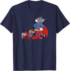 WB100 Tom and Jerry Cast With Superman Costume Group Shot T-Shirt